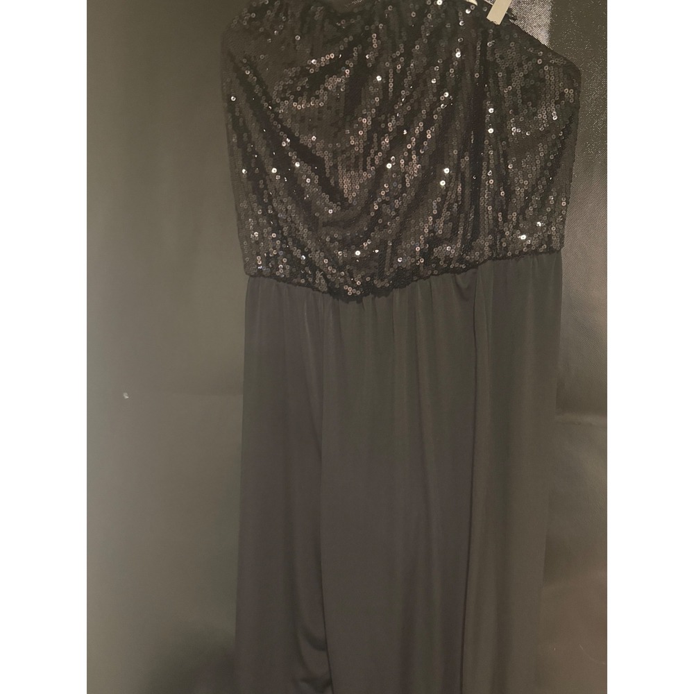 Black Strapless Sequin Bodice Wide Leg Jumpsuit Evening Formal‎ Party Wear